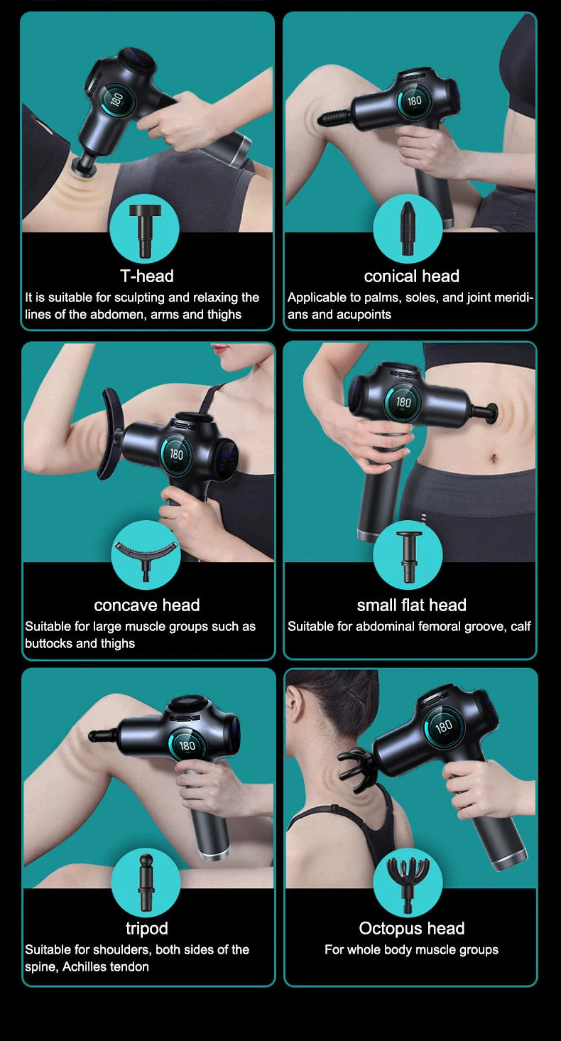 Deep Tissue Massage Gun – 8 Heads & 99 Speeds for Pain Relief