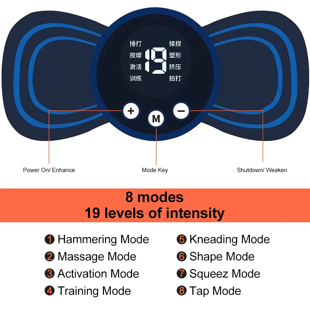 Portable Muscle Pain Relief Stimulator Patch - Smart Electric EMS Neck & Back Massager