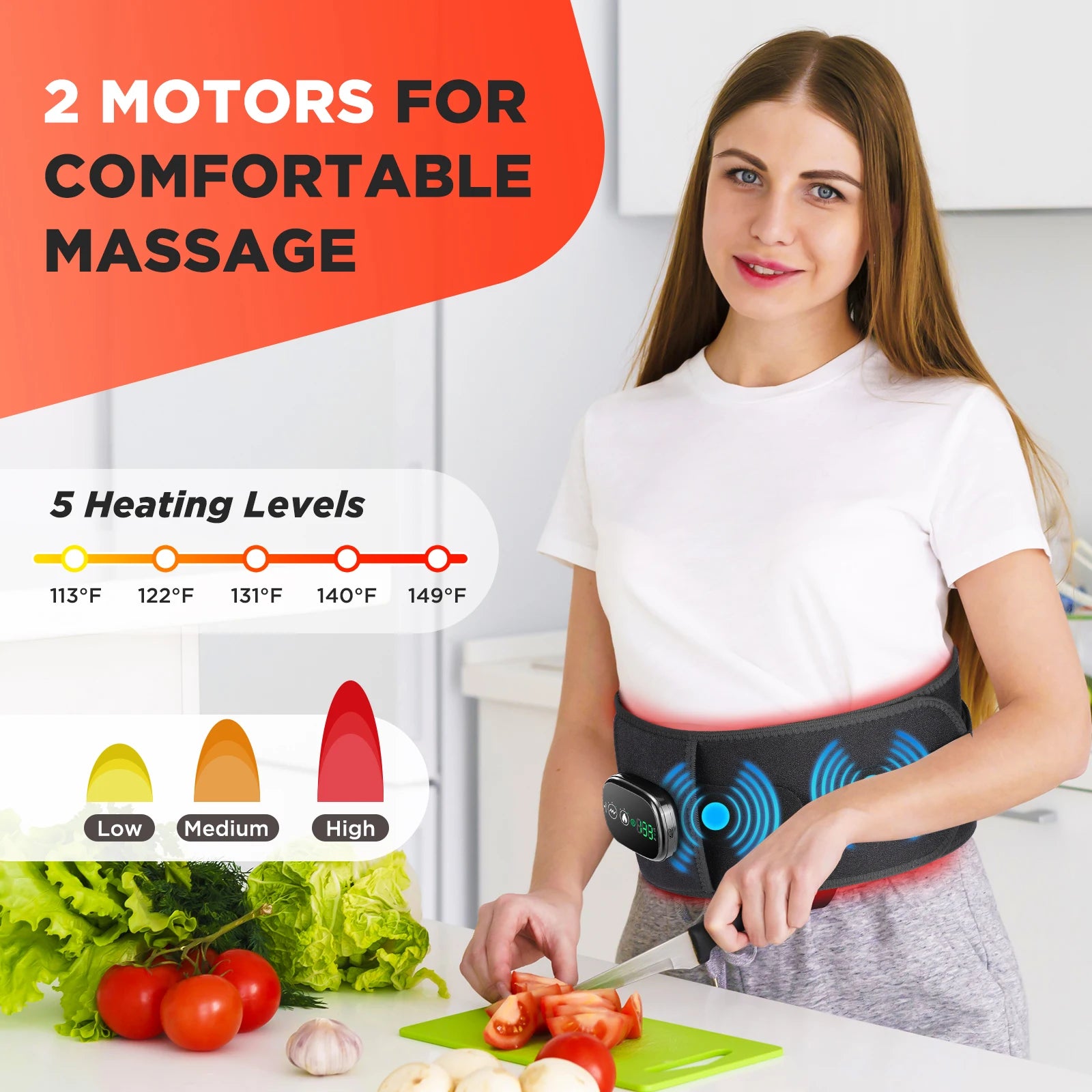 Electric Heating Waist Massager Belt – Vibration Hot Compress Lumbar Support
