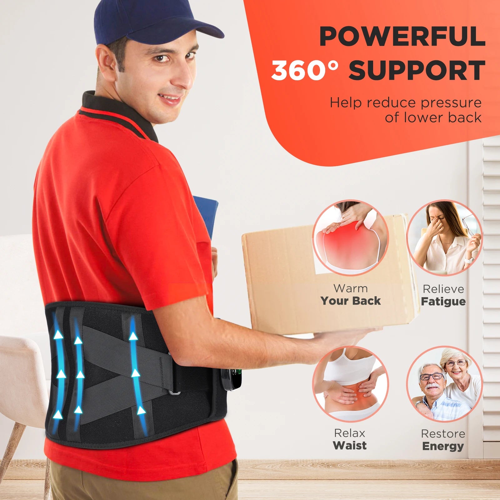 Electric Heating Waist Massager Belt – Vibration Hot Compress Lumbar Support