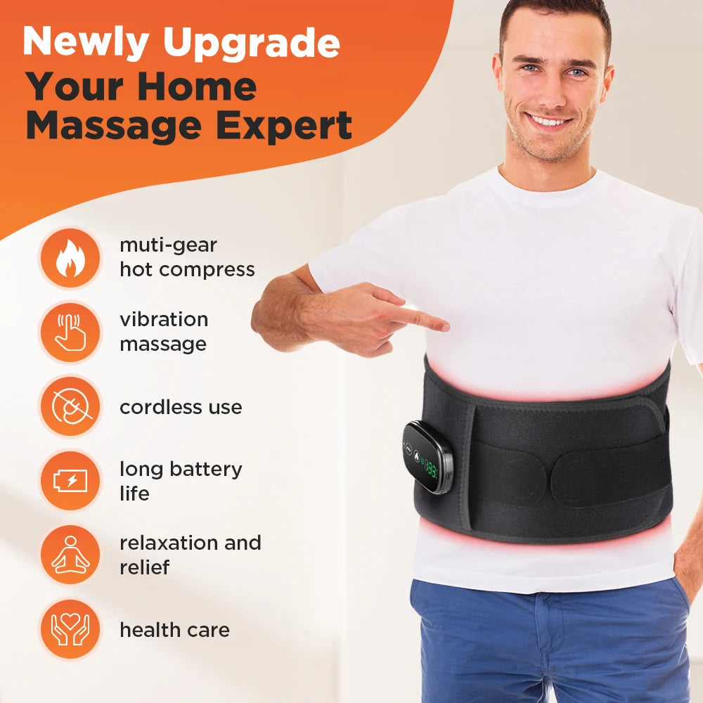 Electric Heating Waist Massager Belt – Vibration Hot Compress Lumbar Support