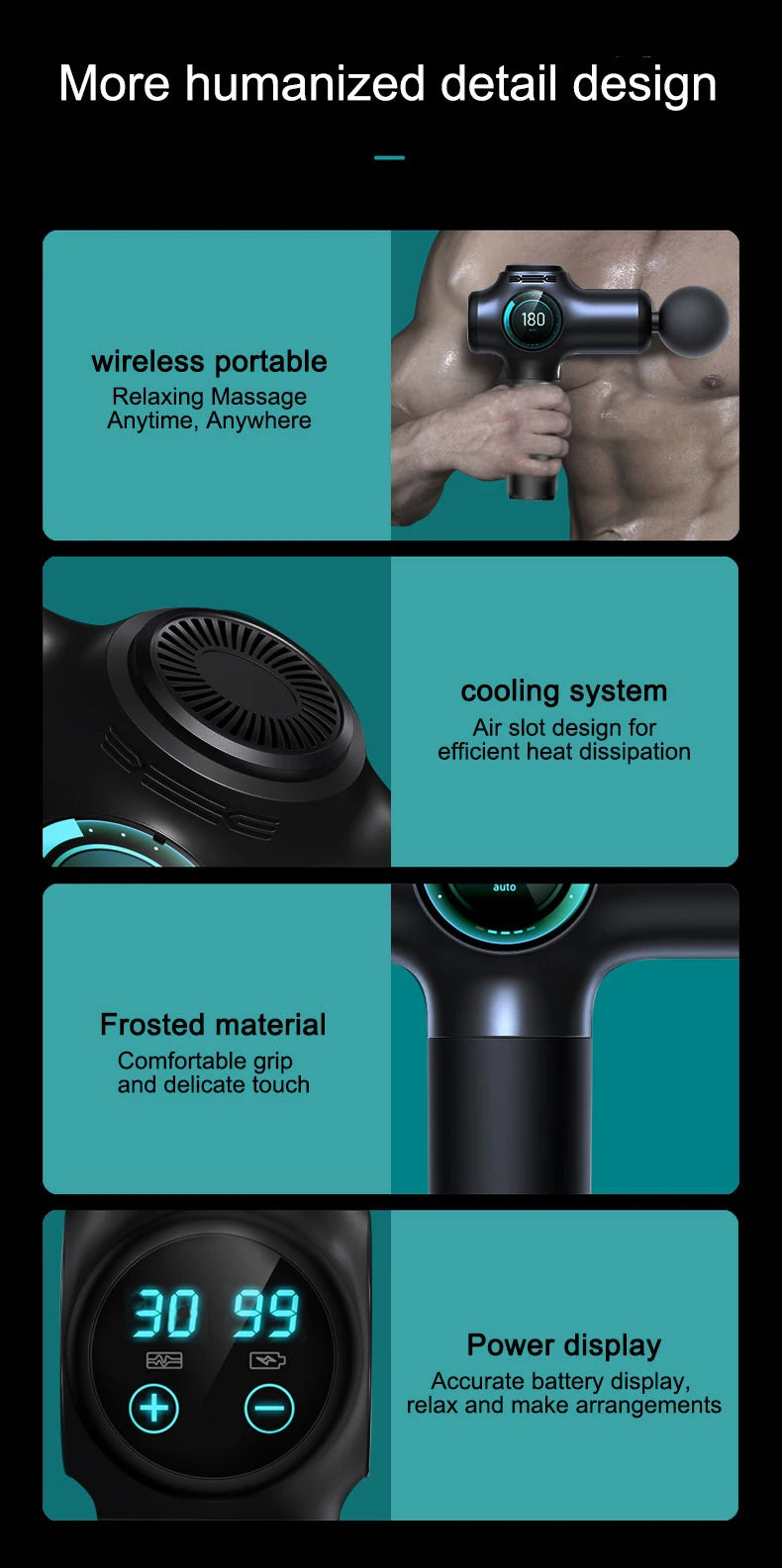 Deep Tissue Massage Gun – 8 Heads & 99 Speeds for Pain Relief