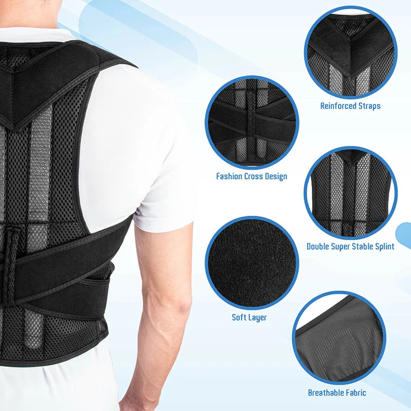 Adjustable Back Posture Corrector Belt – Shoulder, Spine & Lumbar Support Trainer