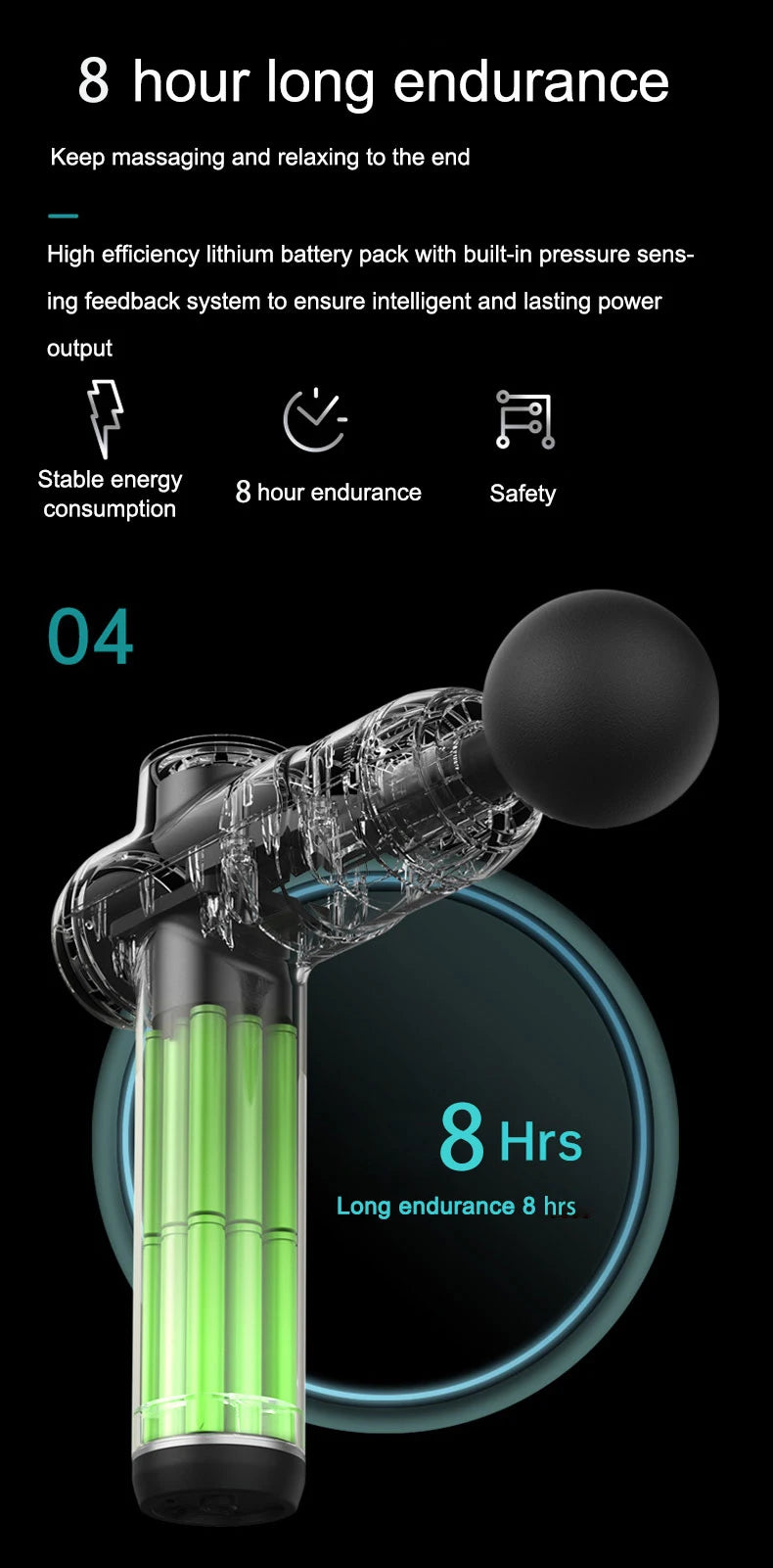 Deep Tissue Massage Gun – 8 Heads & 99 Speeds for Pain Relief