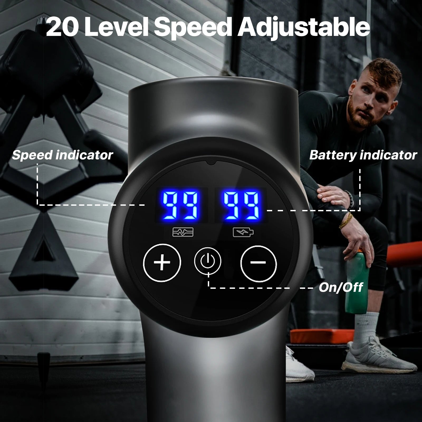 Deep Tissue Massage Gun – 8 Heads & 99 Speeds for Pain Relief