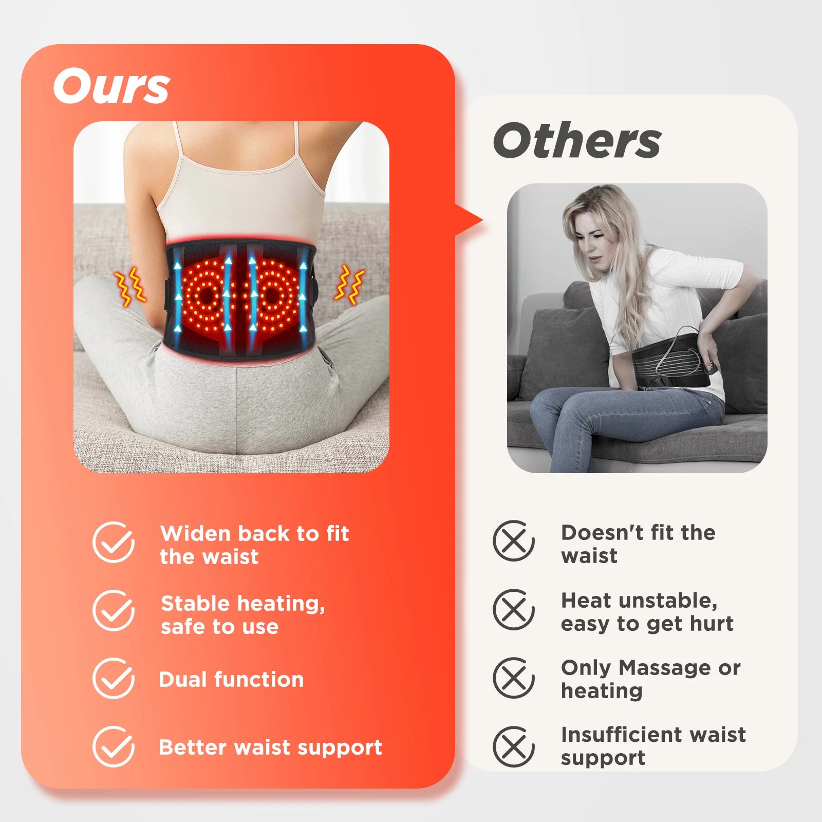 Electric Heating Waist Massager Belt – Vibration Hot Compress Lumbar Support