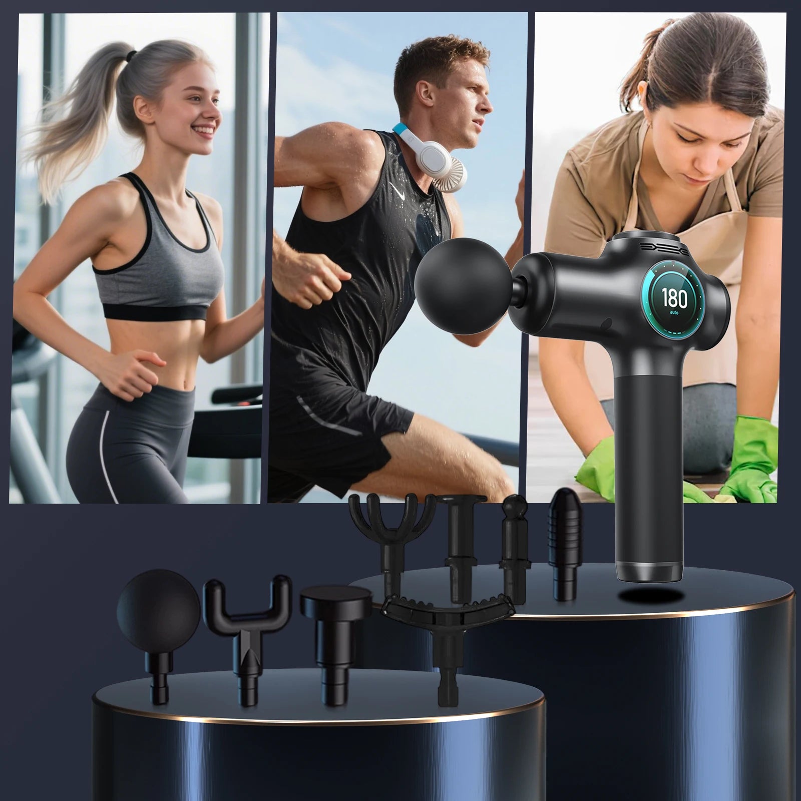 Deep Tissue Massage Gun – 8 Heads & 99 Speeds for Pain Relief