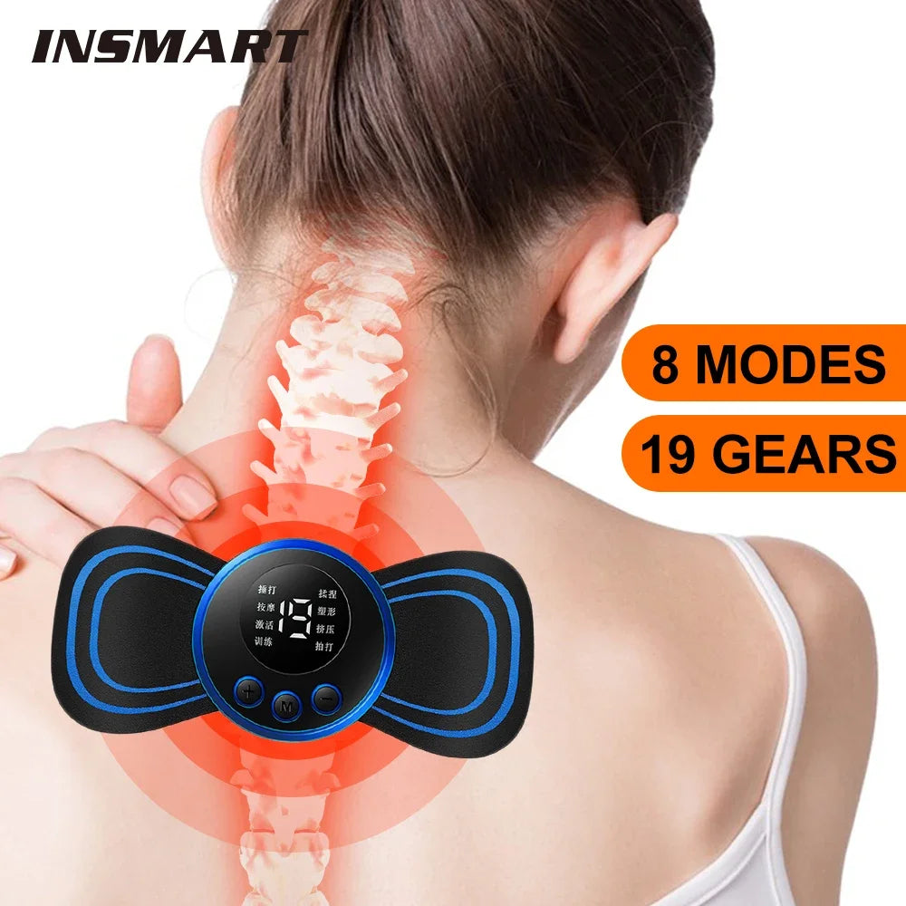 Portable Muscle Pain Relief Stimulator Patch - Smart Electric EMS Neck & Back Massager